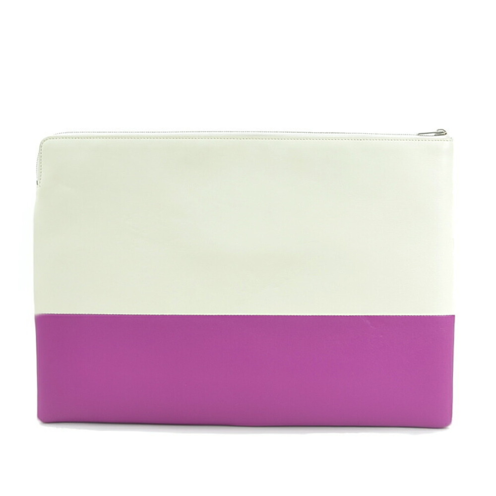 Celine clutch bag two tone leather off white purple silver - Picture 2 of 4